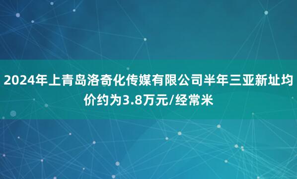 2024年上青岛洛奇化传媒有限公司半年三亚新址均价约为3.8万元/经常米